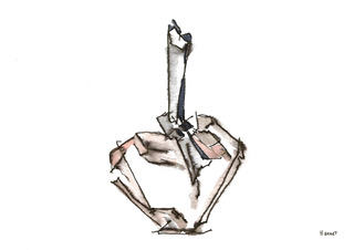 Parfum rose, inkt en aquarel, serie Parfume